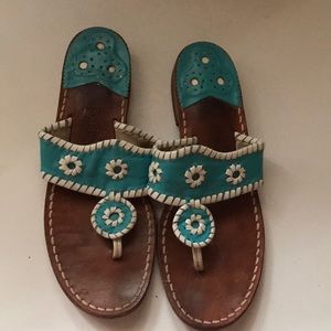Jack Rogers Turquoise Leather flip flops size 8 medium